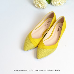 Hemp Toe Cap FLats | Two Tone Design | Handmade Shoes | Yellow | Leather Insock | RS6999C