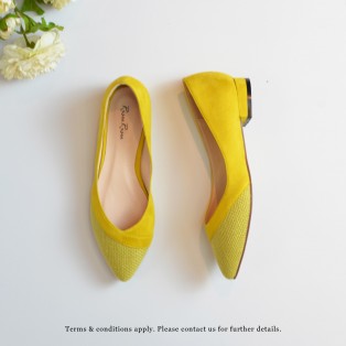 Hemp Toe Cap FLats | Two Tone Design | Handmade Shoes | Yellow | Leather Insock | RS6999C