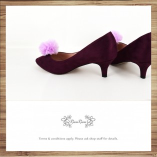 Risurisu Low heels / Handmade / Full leather / Colored fur ball  / Purple / RS7133C