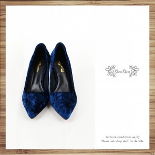  Classic Day / Retro pointed heels with deep sapphire velvet  / RS7237B