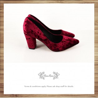  Classic Day / Retro pointed heels with deep wine red velvet  / RS7237A