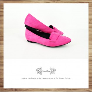 Light Mousse Feet! Velvet Trimming Loafer / Women's shoes / Fuchsia / RS7588A