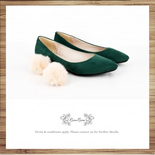 Two way Fur small ball shape flats shoe / RS7753D