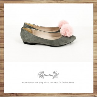 Two way Fur small ball shape flats shoe / RS7753B