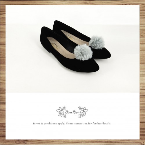 Two way Fur small ball shape flats shoe / RS7753A