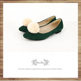 Two way Fur small ball shape flats shoe / RS7753D