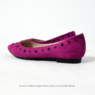 Studs Flat Pumps | Streamline pointed design | Fushia | RS8823A