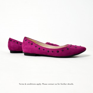 Studs Flat Pumps | Streamline pointed design | Fushia | RS8823A