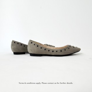 Studs Flat Pumps | Streamline pointed design | Grey | RS8823C