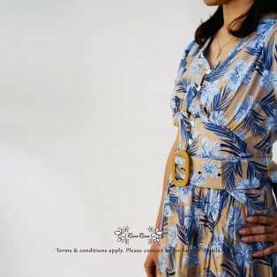 Floral Print One Piece With Belt / RT25718