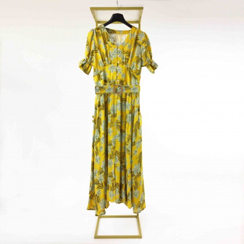 Floral Print One Piece With Belt / RT25719
